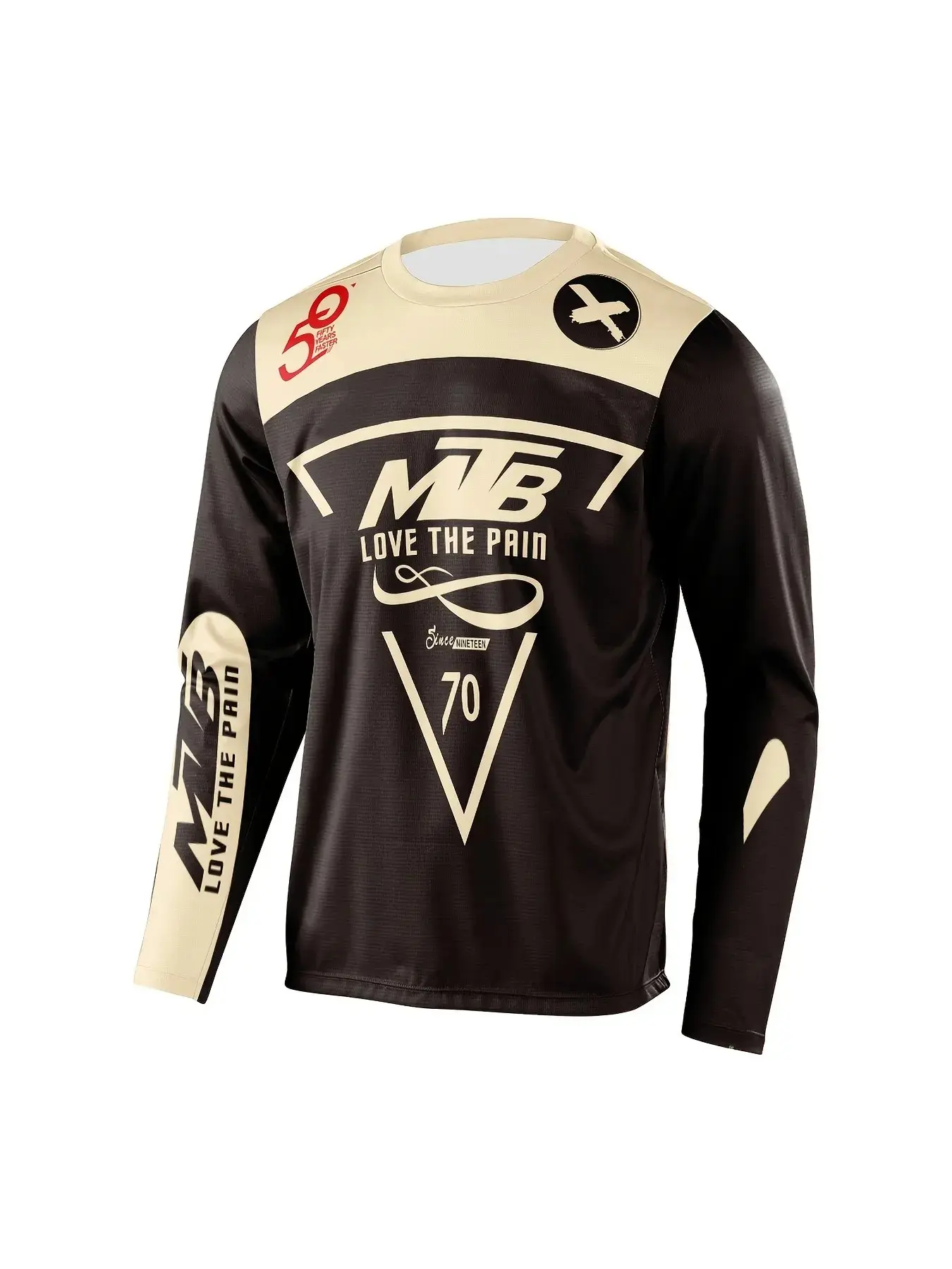 Men's Mountain Bike Long Sleeve Cycling T-Shirt, Vintage Graffiti Print, Quick-Dry Breathable, Outdoor Sports Top, All Seasons