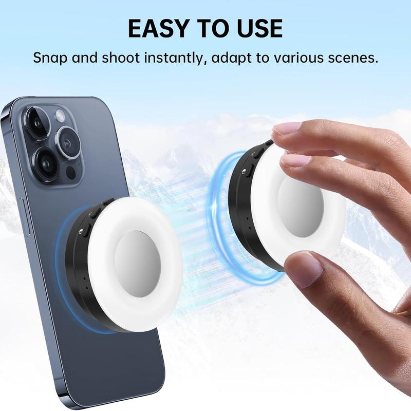 Magnetic Selfie Fill Light Compatible with Magsafe iPhone and Android, Mirror Ring Beauty Light Cri97 Color Quality, 360° Foldable LED for Selfies Photography Video Calls Tiktok Zoom, Portable Selfie Light, Led Selfie Accessories