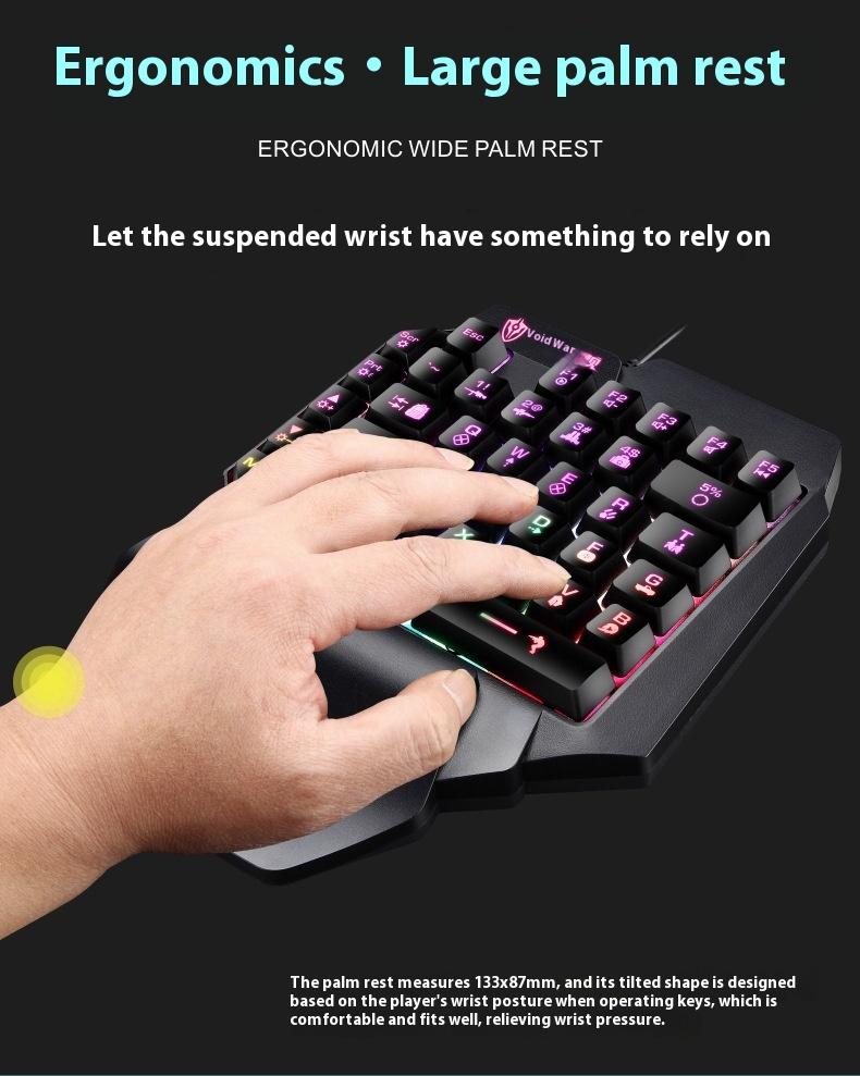 ZRTF F6 Single Mobile Phone Glowing Gaming Keyboard,Supports for Android System, PUBG Keyboard Connect to Mobile Phone King of Glory Left Hand Keyboard  for Android not ios