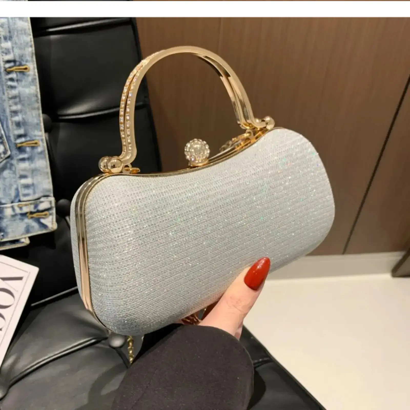 Women's 2026 Trendy Rhinestone Decorated Shoulder-Crossbody Bag - Luxury High-End Evening Clutch with Chain, Versatile Elegant Bag for Parties, Weddings, Rhinestone Decorated Bag
