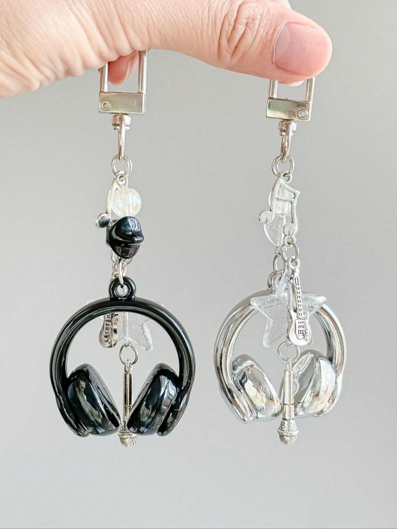 Creative Mini Music Earphone Keychain, Guitar Note Design, Unique Musical Accessory, Perfect Gift for Musicians & Music Lovers