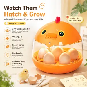 2026 Upgraded Egg Incubator, Intelligent Temperature Controlled Egg Hatcher, Crystal-Clear Viewing Window, Compact Household Incubator for Chicken, Duck, Quail and Parrot Eggs