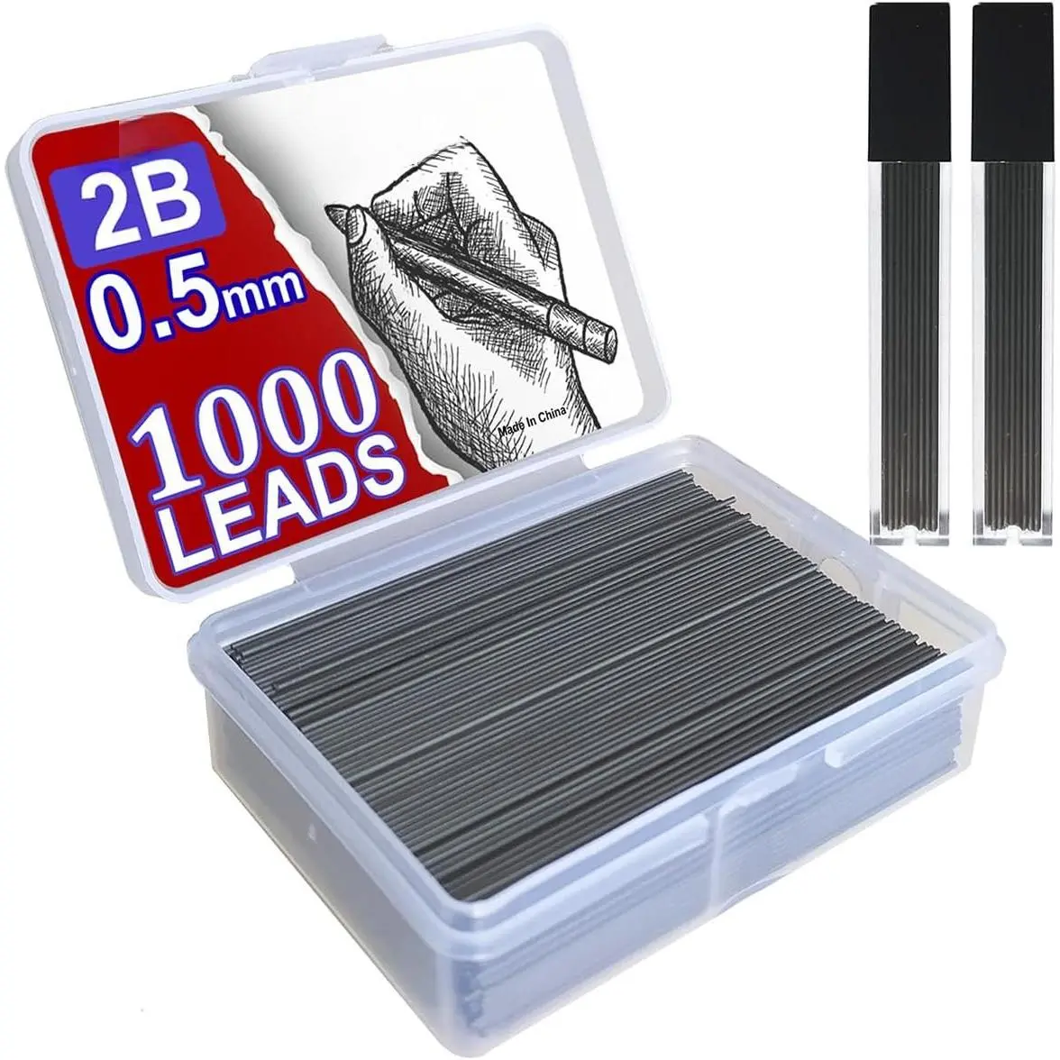 1000 count 0.5mm Lead Refills Graphite Mechanical Pencil Lead -  2B, Break-Resistant for Smooth Writing & Drawing, Compatible with  0.5mm Mechanical Pencils(Length 6cm)