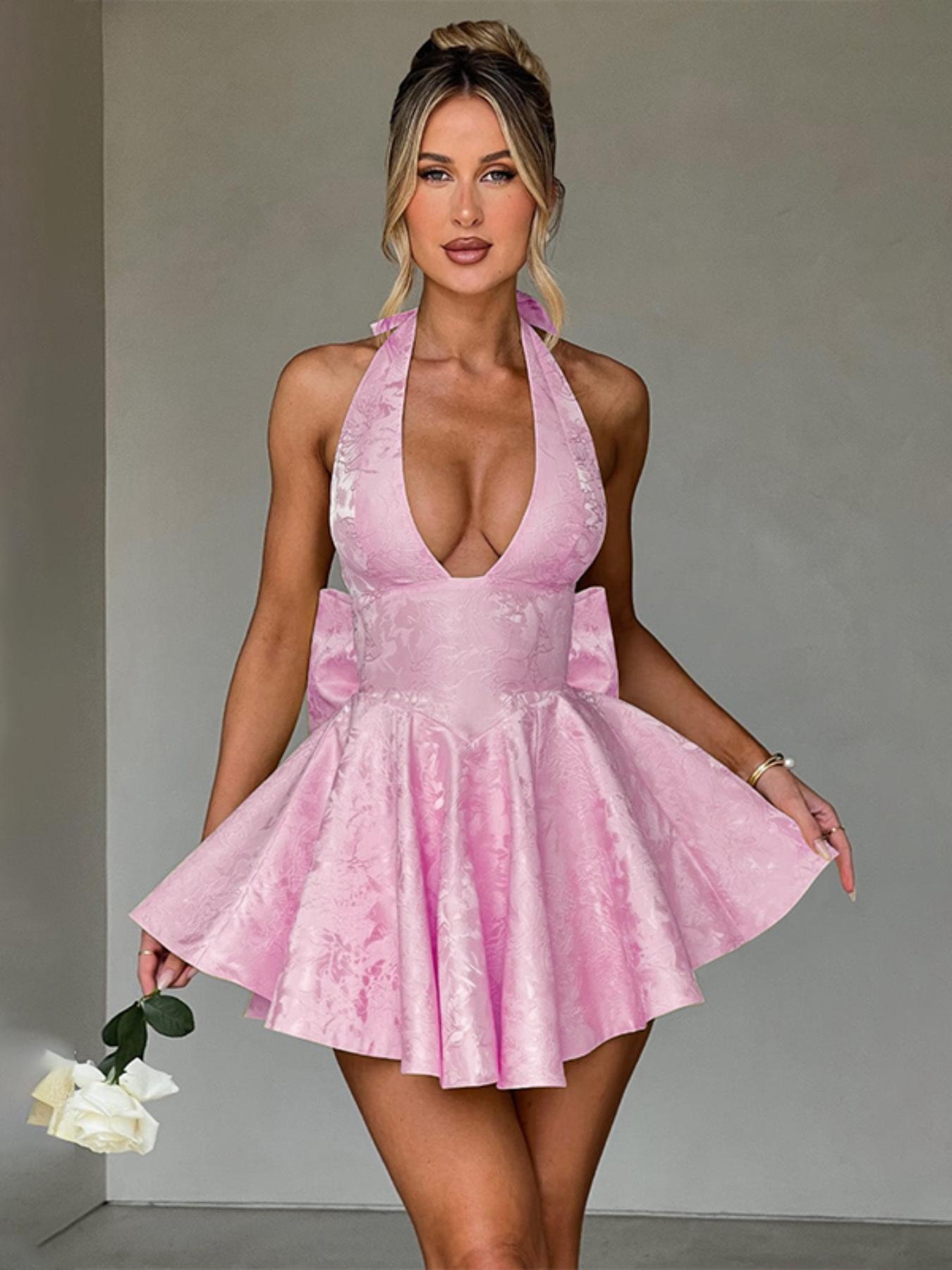 Women's   Bow Decor Tank  Dress, Elegant Fashion Casual  Short Dress for Daily Outdoor Wear, Women Dress for Summer