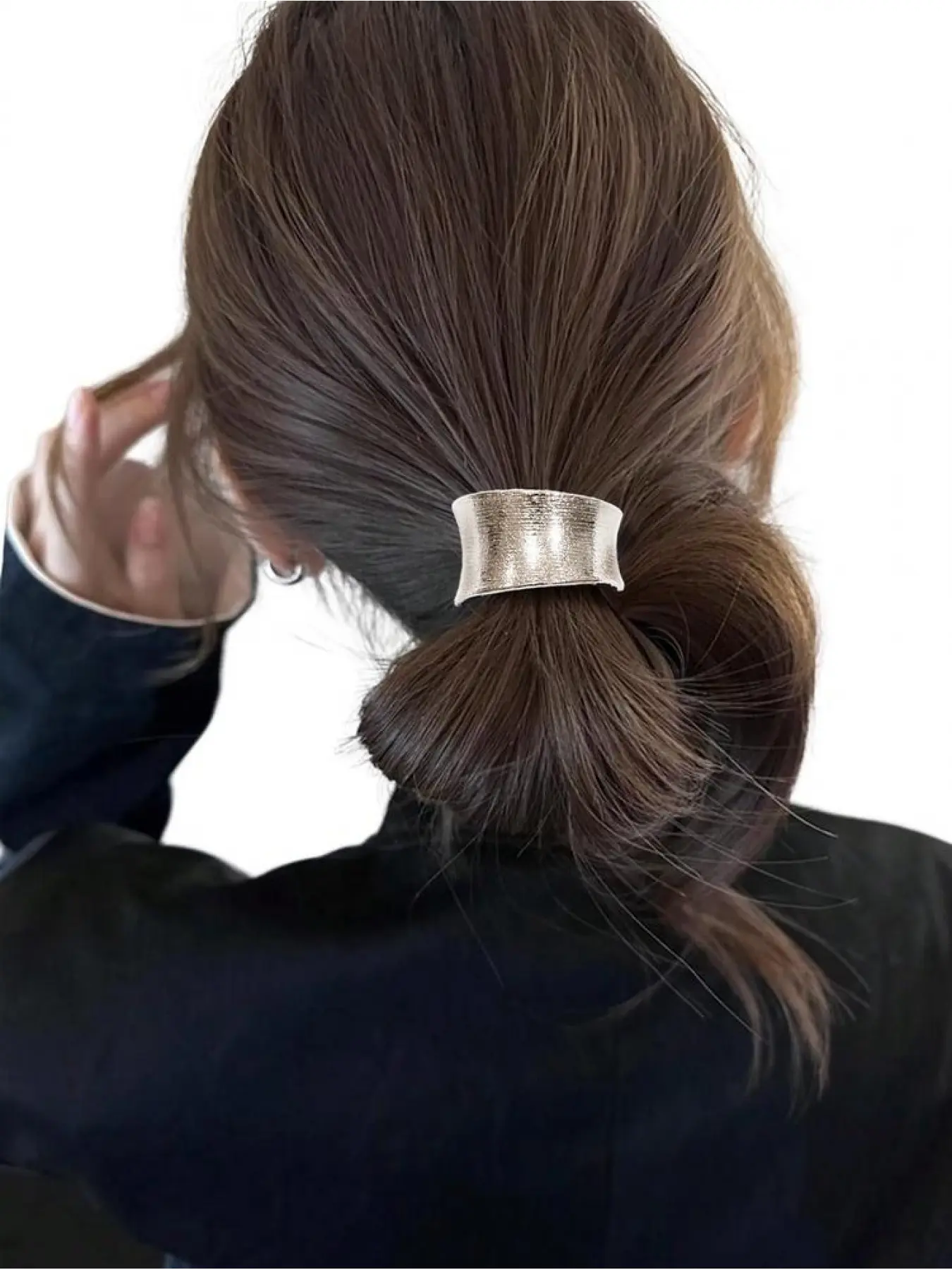 Personalized square headband with metal brushed U-shaped headband, high elasticity rubber band buckle and headband