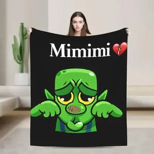 Clash Royale Mimimi Green Goblin Meme Flannel Throw Blanket, Ultra-Soft Warm Lightweight Travel Airplane Bedspread, Funny Meme Game Home Decor Blanket Perfect Christmas Birthday Valentine’s Day Galentine’s Day Game Night Gift