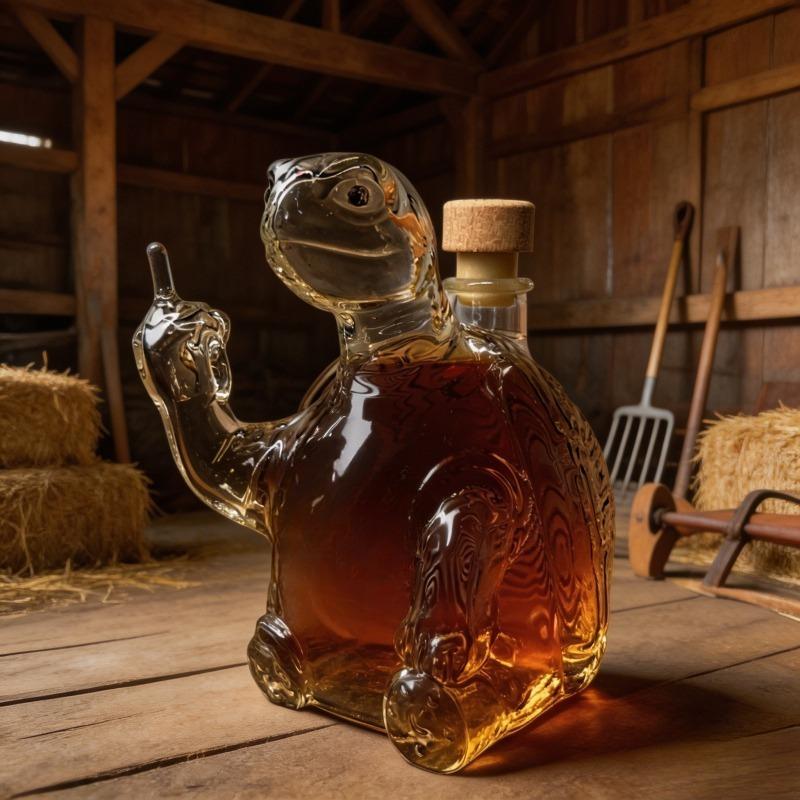 Novelty Turtle Glass Whiskey Bottle, Decorative Liquor Storage Container for Brandy, Vodka & Wine, Stylish Home Bar Accent and Great Gift Choice
