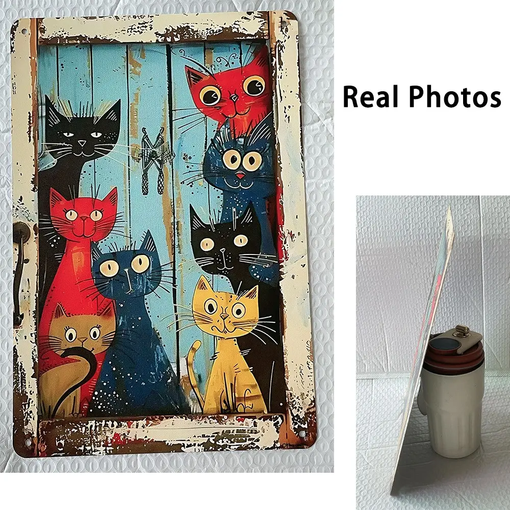 Hello Young Cat pattern vintage wall art Aesthetic Wall Decor Decorative artwork! Perfect for living room/bedroom, great gift for cat lovers!
