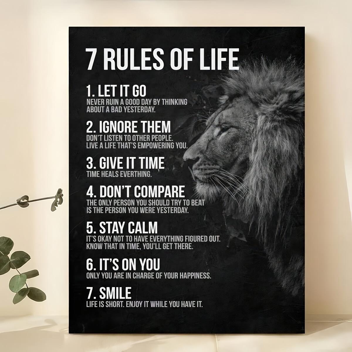 With Frame Motivational Quotes 7 Rules Of Life Wall Art Motivational Poster Read Signs Inspirational Posters For Classroom High School Motivational Posters For Bedroom Boys Room Home Office Positive Affirmations Wall Decor