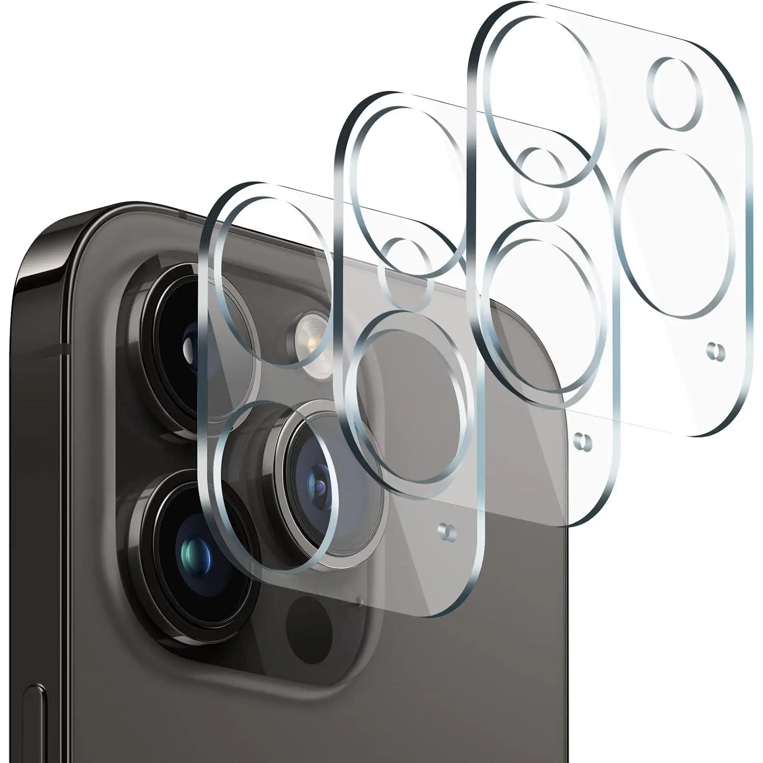3-Pack Tempered Camera Lens Accessories for iPhone 12 Pro Max, Anti-Scratch Cover with Flash Compatibility, Mobile Phone Screen Protector Alternative, 12 Promax