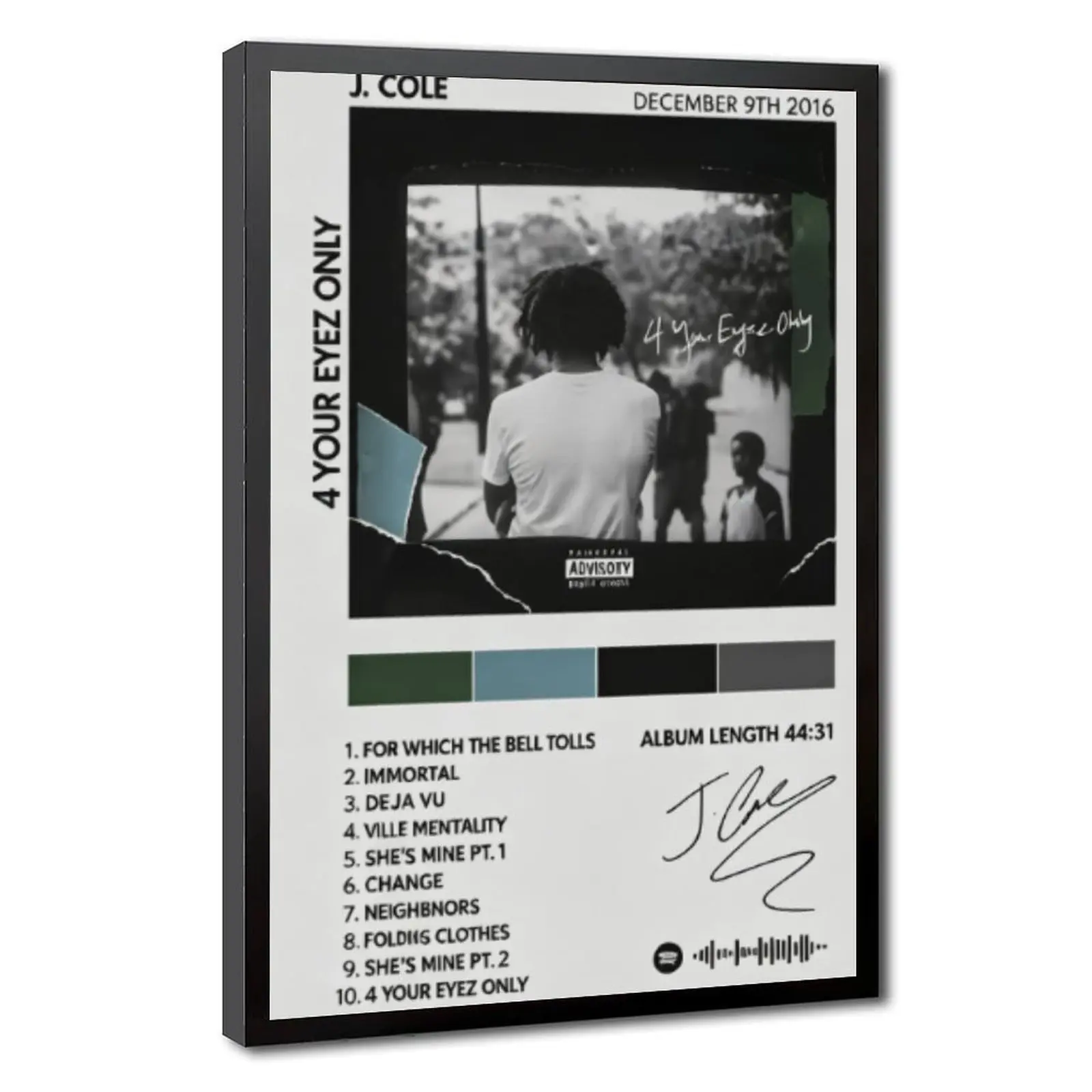 J Cole 4 Your Eyez Only Canvas Poster Print Set, Rap Music Album Cover Artwork, Minimalist Hip Hop Fan Hanging Home Decor for Bedroom