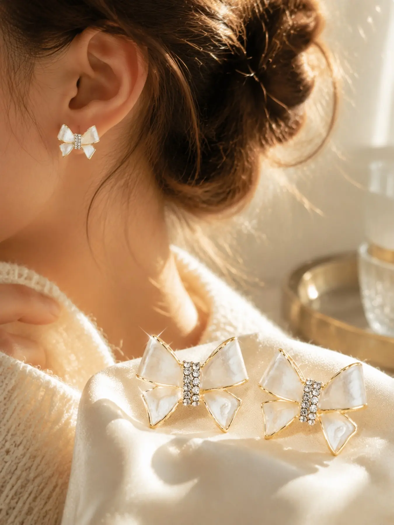 Bow Stud Earrings, Elegant Daily Accessory, Perfect Gift for Friends and Partners, Cute Style for All Seasons