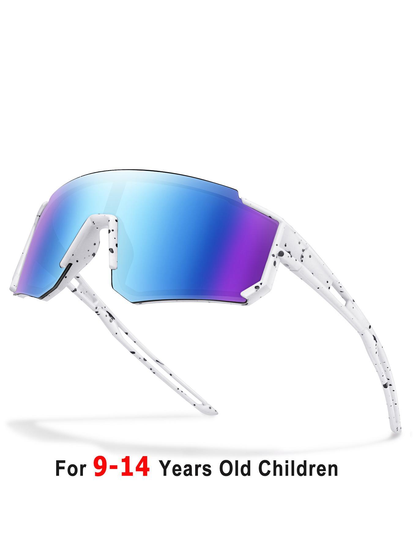 Youth Baseball Sunglasses Kids Outdoor Sports Glasses, Unisex Design, Mirrored Lens, Windproof, for Softball Cycling Hiking Fishing Travel Vacation Beach, Sports Eyewear