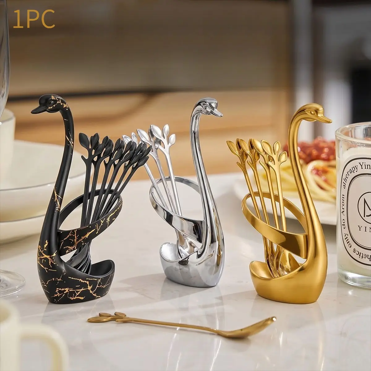 10pcs Elegant Swan Spoon Holder Set 🦢✨ Aesthetic stainless steel cutlery with leaf spoons! Upgrade your coffee bar or tea party. Perfect housewarming gift & elegant kitchen decor find. #kitchenfinds #homedecor #tiktokmademebuyit #coffeebar #aesthetic