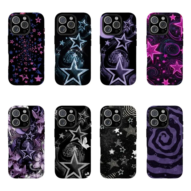 Y2K Star Grunge Phone Case Grunge Star Swirl Phone Cover Compatible for iPhone 17 16 15 14 13 12 11 and for Samsung S21-S25  2000s Aesthetic Gift