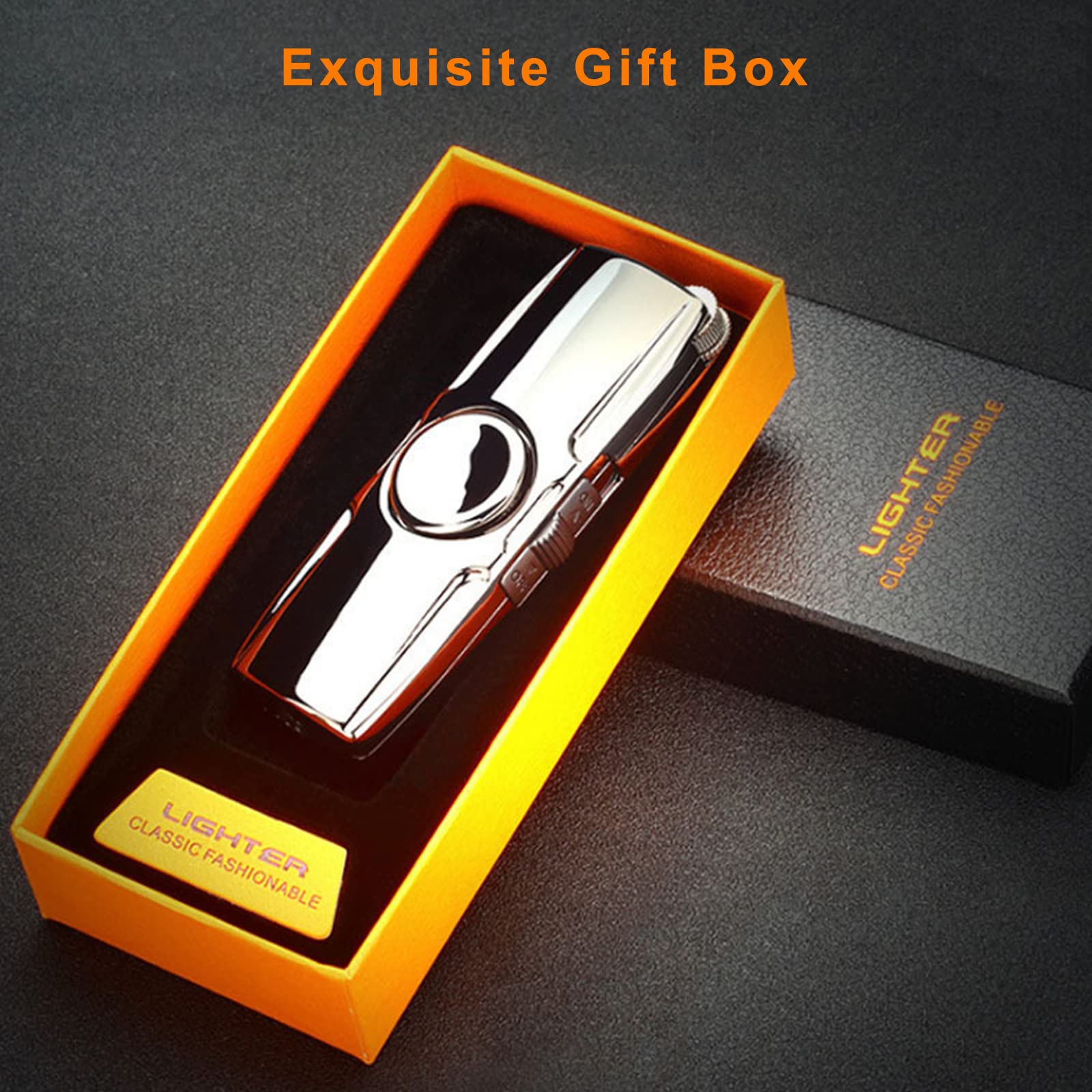 Cool Lighters, Creative Jet Dual Flame Windproof Lighters,Adjustable Flame Refillable Butane for Gifts Mens Lovers Kitchen (Butane Not Included)