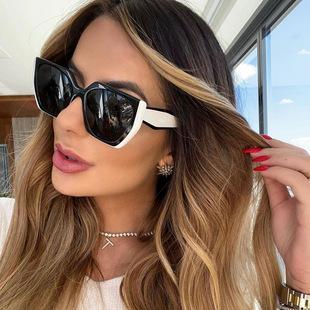 New Fashion Cat Eye Wide Arm Sunglasses for Women High-end Ins Style Wholesale Full Frame UV Protection Sunglasses