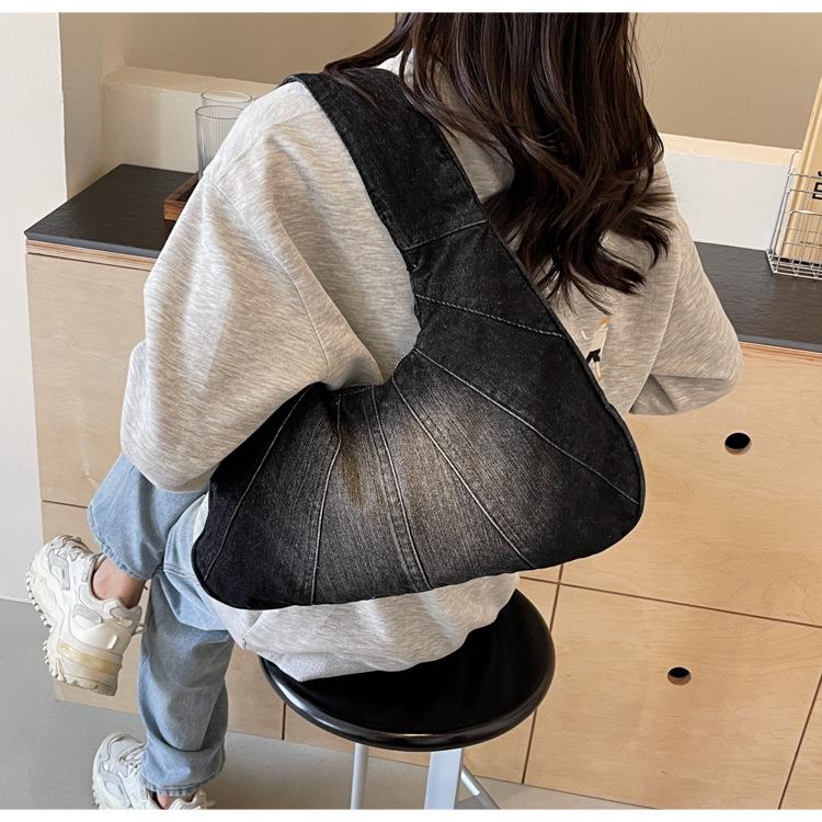 Fashionable Denim Shoulder Bag for Women – New Trendy Design for Cool Girls – Small Casual & Practical Everyday Armhole Bag