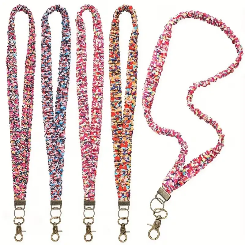 Colorful Hair Tie Lanyard for ID Cards and Keys, Fashionable Cute Clip-On Necklace Strap, Elastic Work Card Holder ID Badge Holder for Teachers Nurses Doctors Friends