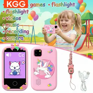 Cute Cartoon Kids Smart Toy Phone with Music & Video Player, Optional 32GB Memory Card, Flashlight, Camera, Recorder, Habit Tracker, 18 Educational Games, E-Book & ABC Learning. Ideal Educational Gift for Children.