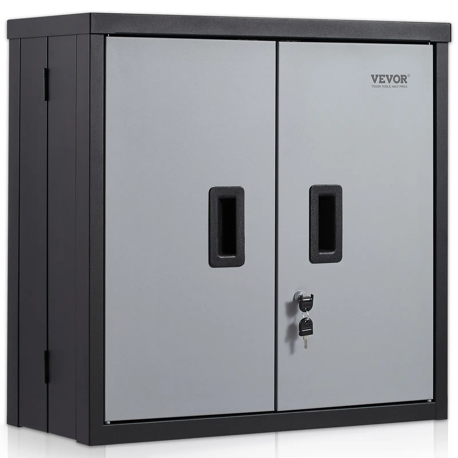 VEVOR Foldable Wall Cabinet, Metal Garage Locker Mounted 26" Small Tool Chest 240 LBS Loading Capacity Adjustable Shelf Magnetic Door File for Warehouse Office Home Black