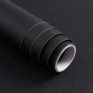 15.7" x 118" Peel and Stick Matte Black Contact Paper, Eco-Friendly Thickened Waterproof Upgrade Black Wallpaper for Kitchen Countertops, Bathroom, Cabinet