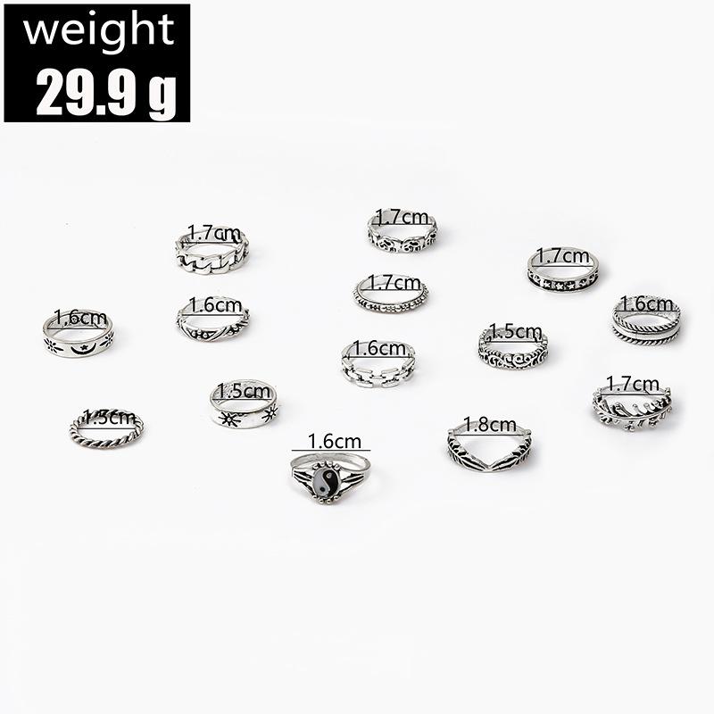 15 Pcs Vintage Boho Stackable Silver Ring Set, Gothic Punk Stacking Rings, Hypoallergenic Y2K Jewelry for Women