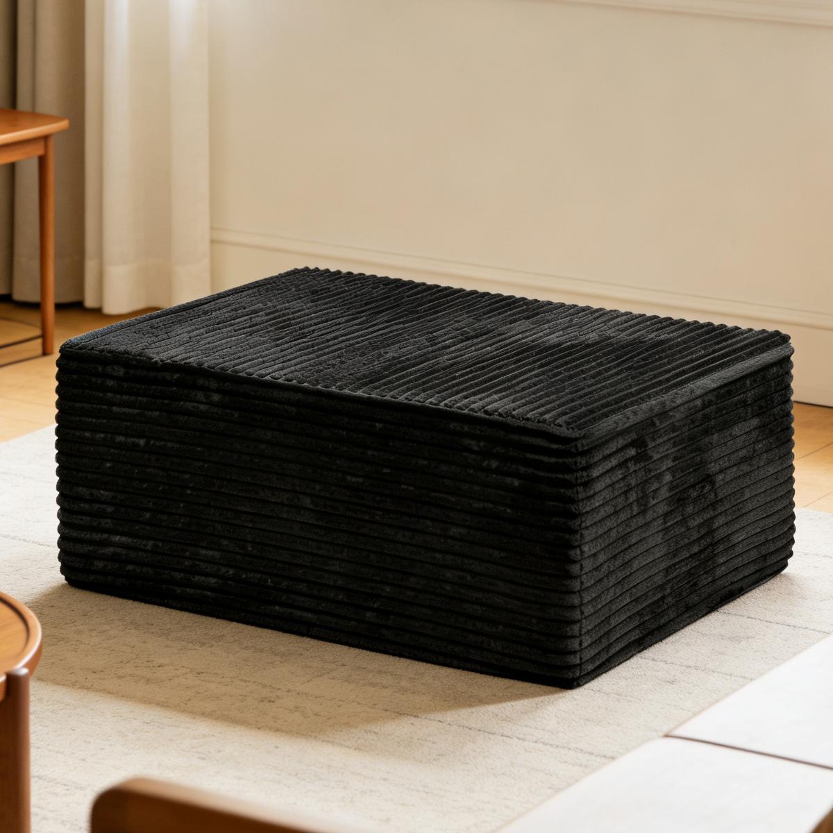 Luxury corduroy boneless sofa with matching ottoman. This footstool is suitable for living rooms, bedrooms and apartments. coffee table It requires no assembly and is made of comfortable flannel fabric.