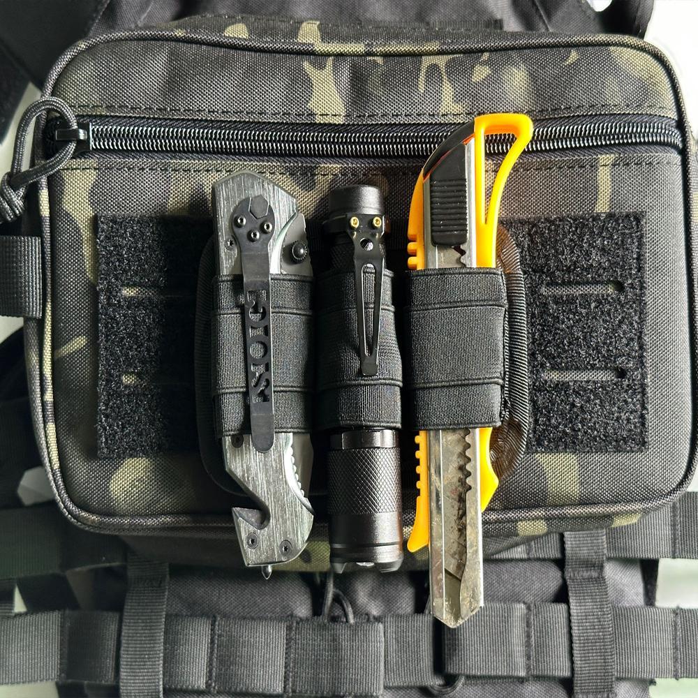 Tactical EDC Elastic Insert Bag with Hook & Loop Backing, Multi-functional Vest Backpack Accessory Storage Module, Sports & Outdoor Accessories, Durable Outdoor Hiking