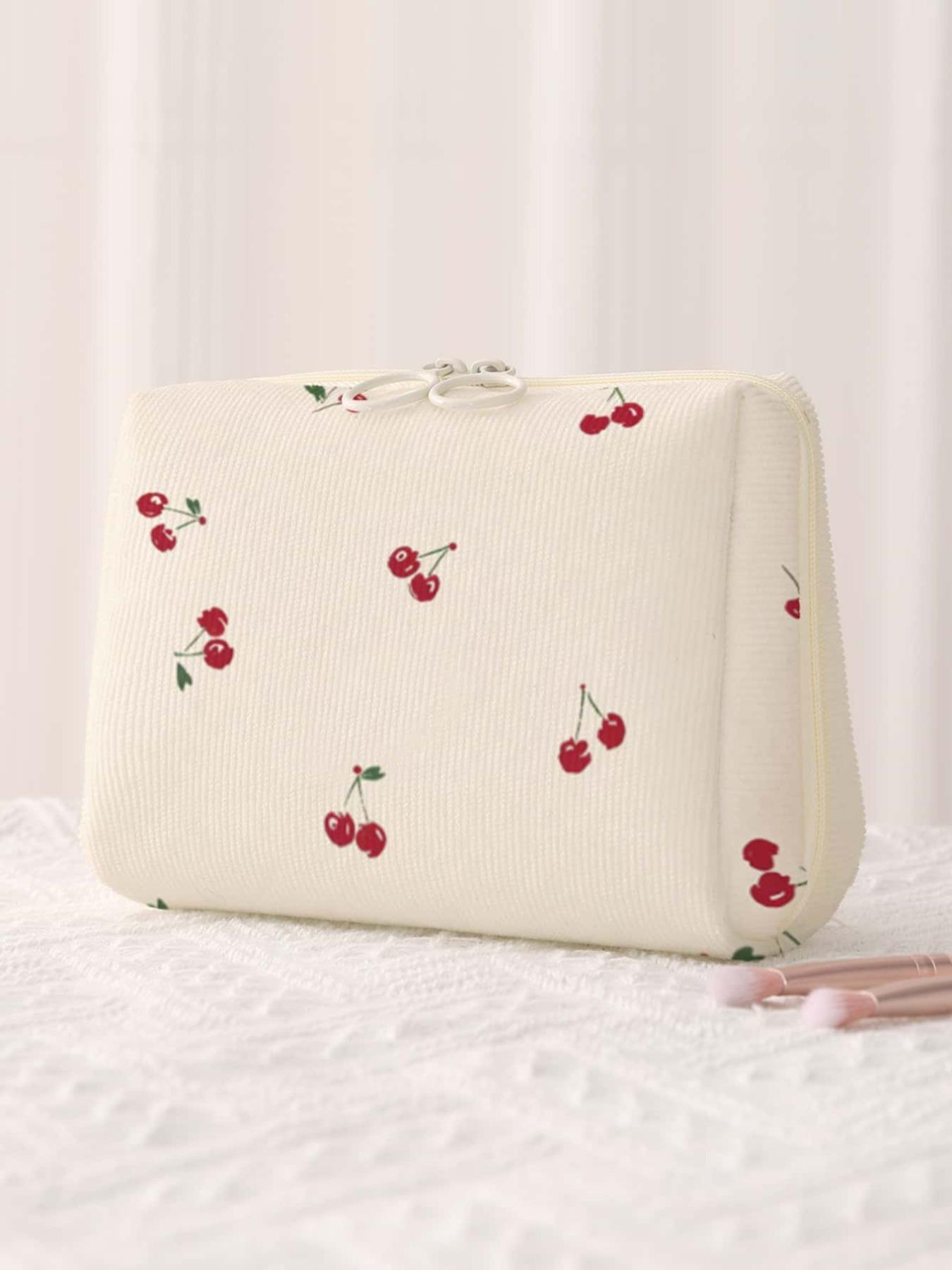 Cherry Pattern Makeup Bag, Casual Fashion Multi-functional Makeup Bag, Travel Makeup Bag, Suitable for Leisure Travel, Business Trips