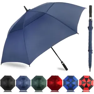 Automatic Open Golf Umbrella 54/62/68/72 Inch,  Windproof Vented Double Canopy Stick Umbrella, 210T Pongee  SPF 50+, Fiberglass Ribs Steel Shaft, EVA Grip for Golf & Commute