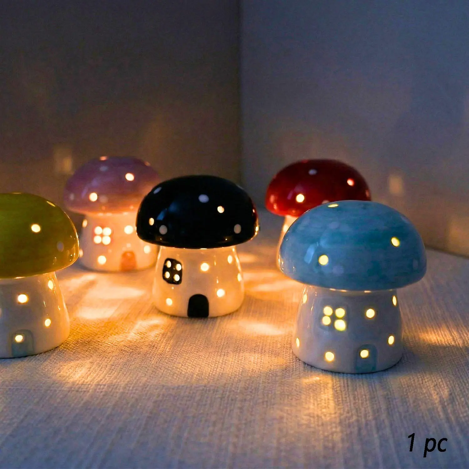 Handmade Mushroom Ceramic Night Light, Glowing Mushroom House Lamp, Cute Bedside Light, Creative Bedroom Decor, Mushroom Lover Gifts