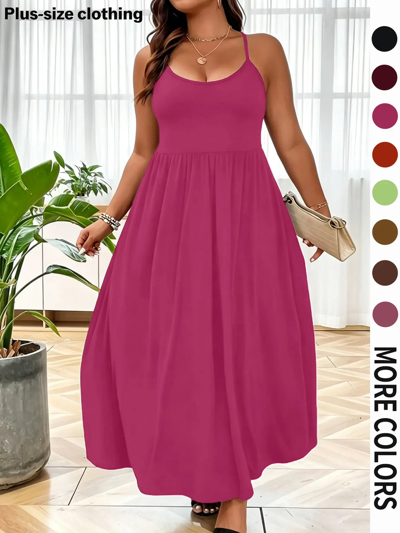 Minimalist Chic A-Line Dress, Thin Straps Side Pockets, Long Sleeve Casual Wear, Perfect for Daily Outing & Home Use