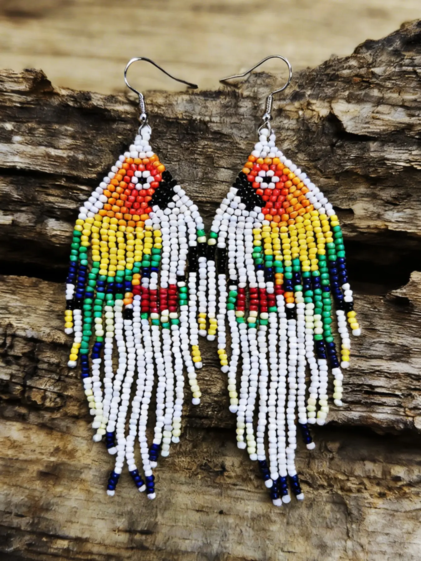 Handcrafted Beaded Parrot Earrings, Bohemian Style Jewelry, Perfect for Daily Wear, Unique Accessories for Women