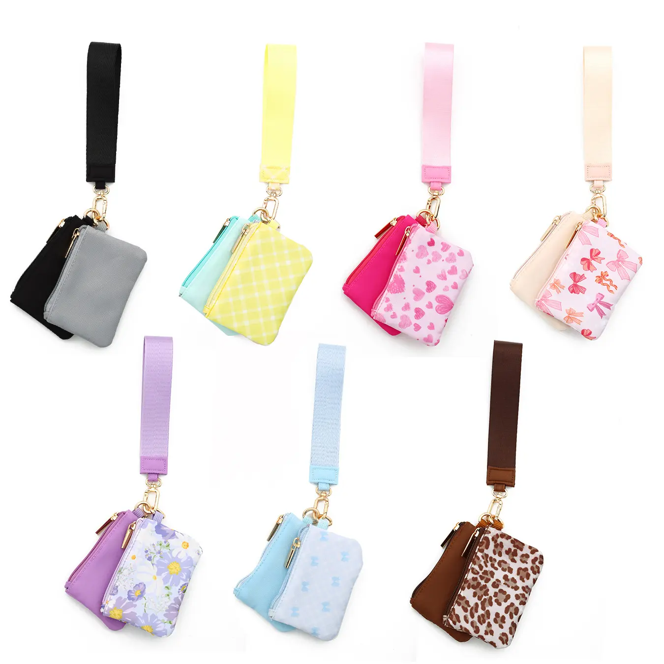 Women's Mini Zip‑Around Wristlet Keychain Wallet, Portable Detachable Wrist Strap Purse, Compact Lightweight Card Coin Pouch for Daily On‑the‑Go Use