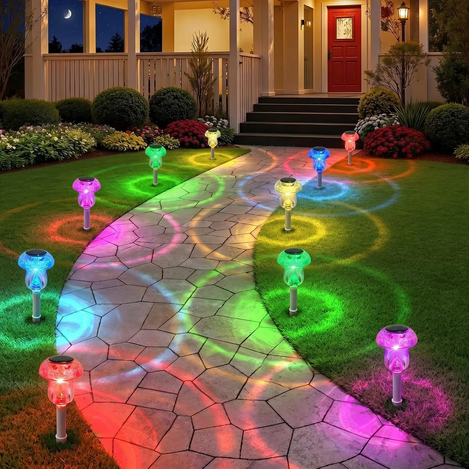 8-Pack Mushroom-Shaped Waterproof Color-Changing Solar-Powered LED Solar Outdoor Lights, Garden Decor for Yard, Pathway