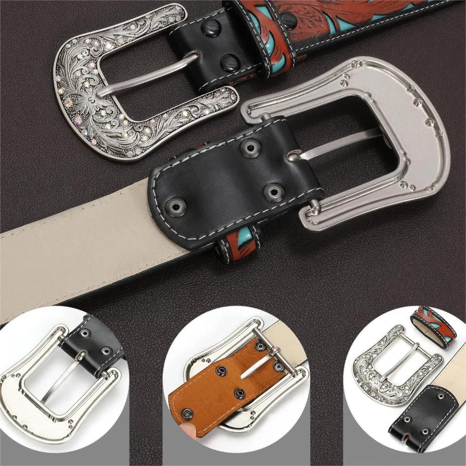 XZQTIVE Unveils Timeless Western Glamour: A Versatile, Cowboy-Inspired Leather Belt Adorned with Intricate Floral Embossing & a Captivating Rhinestone-Encrusted Turquoise Longhorn Buckle for All Boho Leaf Embossed Western Belt SpringStatements