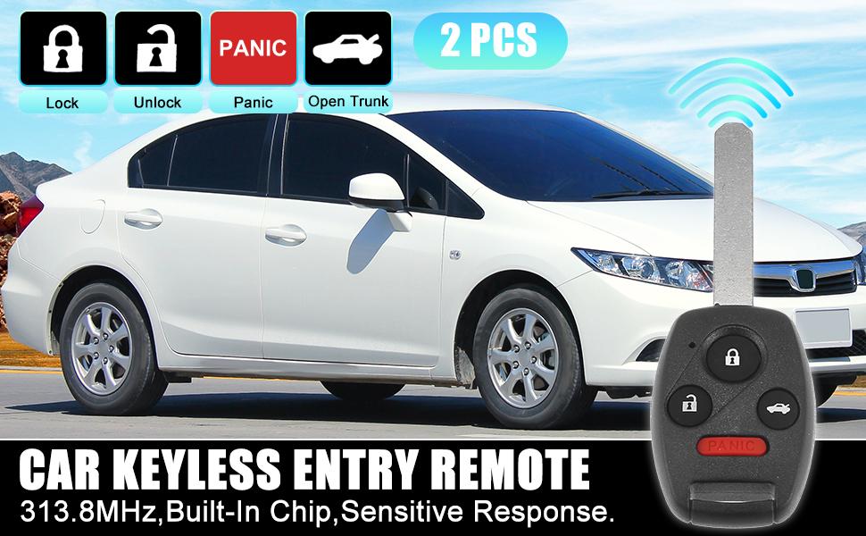 2pcs 313.8MHz N5F-S0084A Replacement Smart Proimity Keyless Entry Remote Key Fob for Honda Civic for Acura MD 2007-2013 4 Buttons Uncut Car Ignition Key 46 Chip