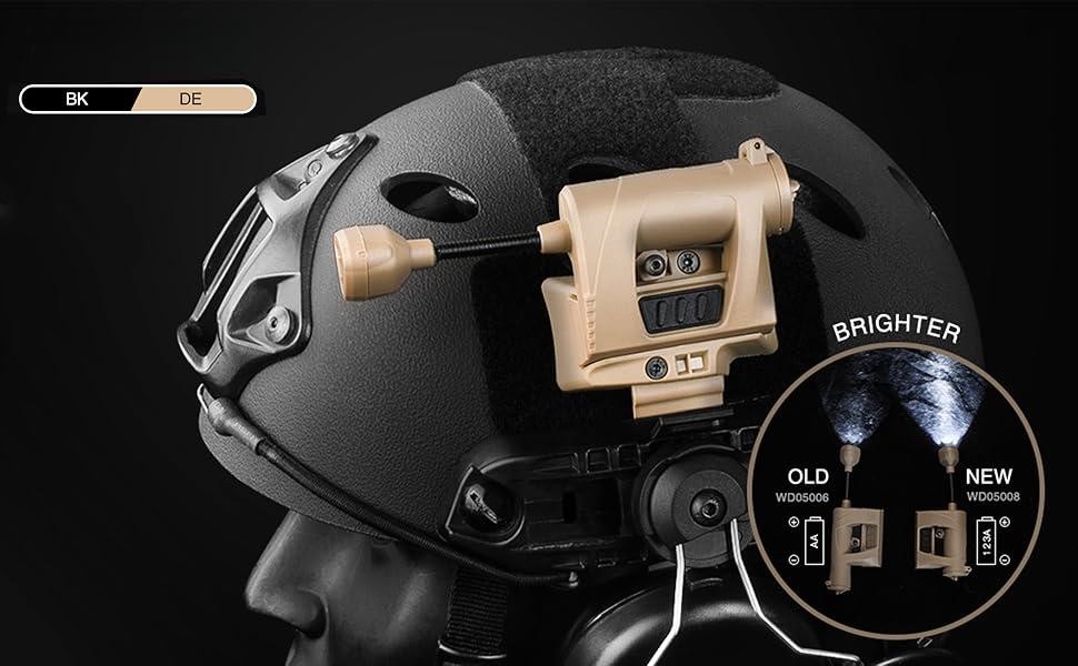 Tactical Helmet Light Military, Green/Red/White/IR Illumination Tool With 2 Helmet Lamp Mounts, Bendable Survival Signal Lights for Outdoor Sports Hunting Fishing