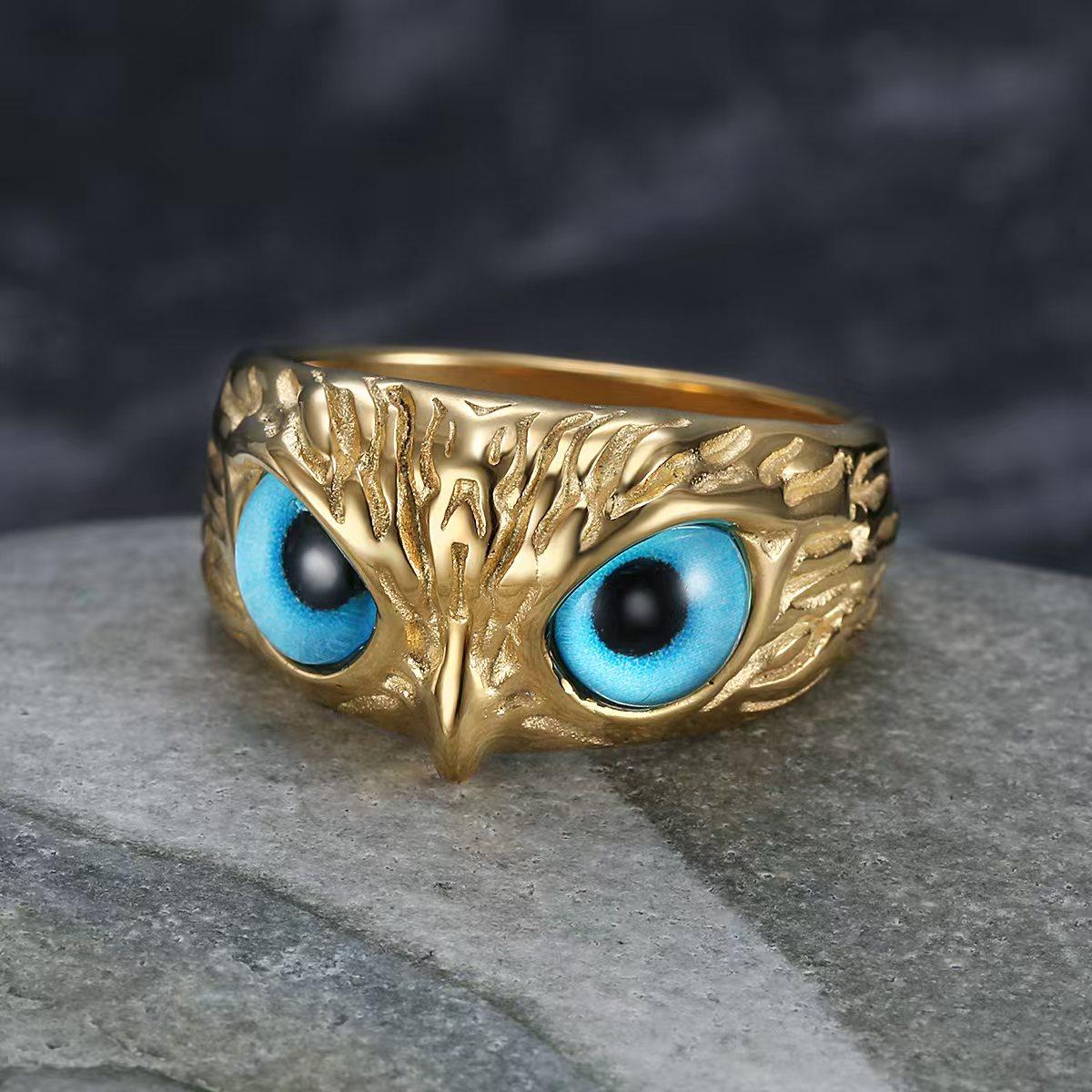Fashionable Owl Ring, Stainless Steel Ring with Retro Hip-hop Punk Style, Everyday Jewelry, Party and Birthday Gifts