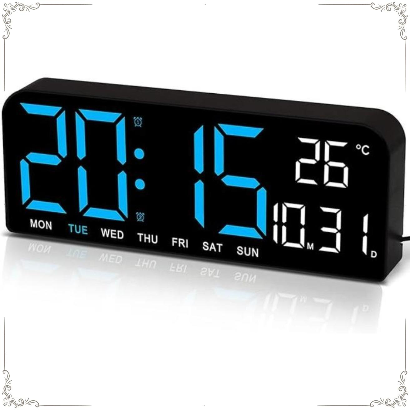 Wall Clock, Wall Timer, Functional LED Clock LED with Multiple Features Adjustable Light Countdown Humidity Temperature Display Adjustable Brightness