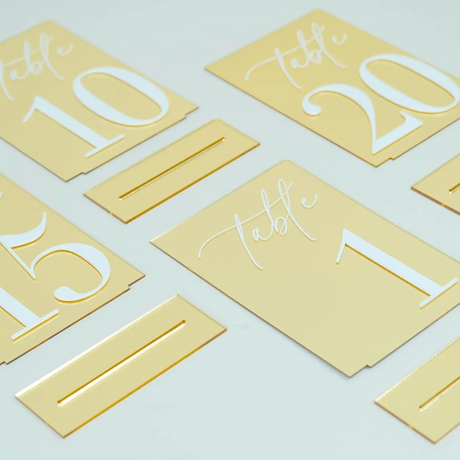 10pcs Acrylic Table Number Signs, 5.9 X 3.93 Inches, Elegant Wedding Seating Cards, Party Event Decorations