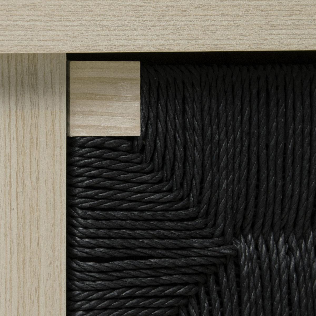 3 Drawer Buffet Sideboard with Adjustable Shelves, Storage Cabinet with Hand-woven rope decorated drawers for Living Room Kitchen Entryway