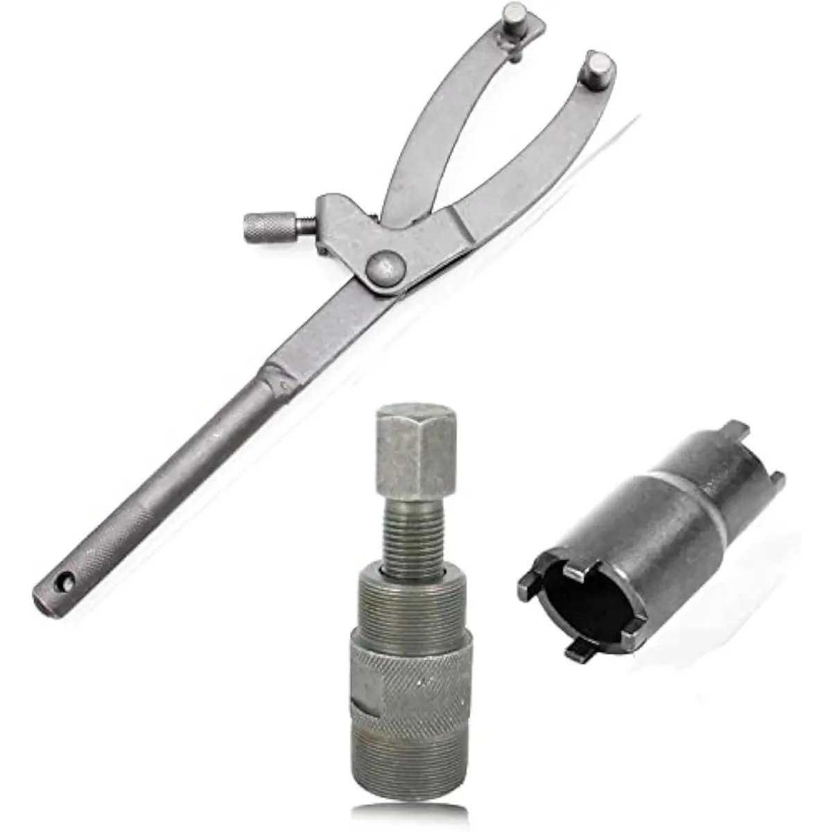 Motorcycle Clutch Hub Lock Nut Spanner Wrench Set, 3Pcs Adjustable Flywheel Puller Tool with 20mm 24mm 27mm Sockets, ATV Dirt Bike Scooter Go Kart Auto Repair, Garage Maintenance