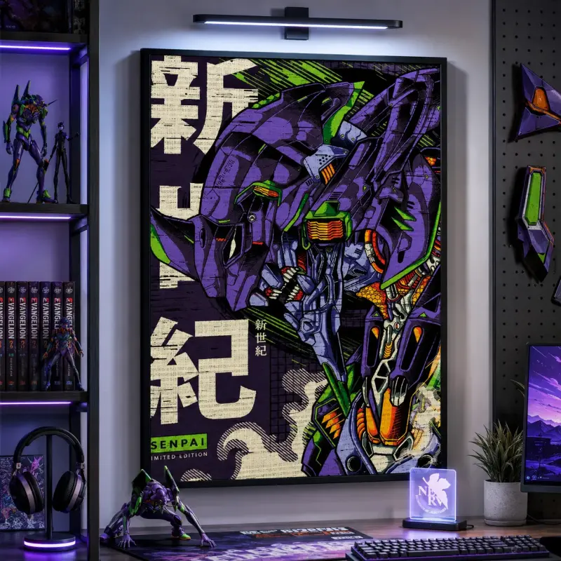 Neon Genesis Evangelion 90s Manga Plaid Poster - Anime Graphic Print, Death & Rebirth Themed Wall Art, Home Decor for Room Neon Psychedelic Patterns evangelion anime indoor wall tapestry Anime Poster Wall Art Print vintage anime poster anime fan