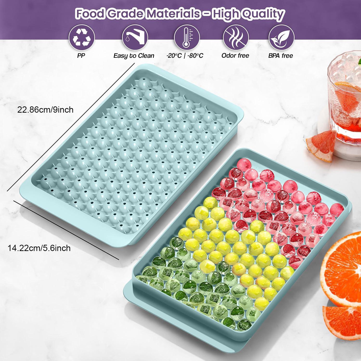 1 Set Mini Ice Cube Tray with Lid and Storage Box, Perfect for Iced Coffee and Cocktails. Quickly Cools, Easy to Swirl and Release, Stackable, Small Round Ice Cubes Easily Fit Into Narrow-Necked Water Bottles and Glasses.Ice Platter