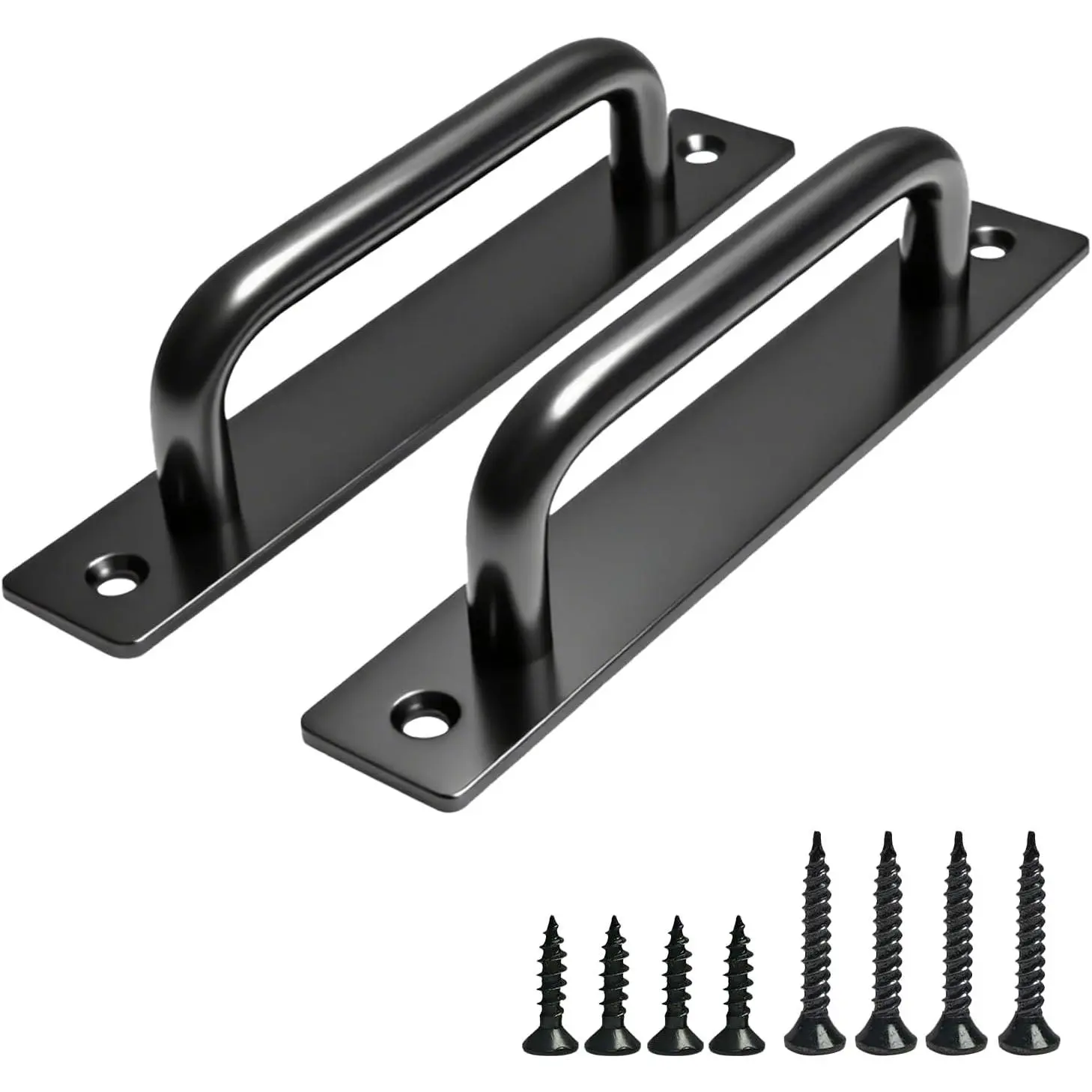 2 count 5.8 Inches Barn Door Handle,   Alloy Gate Handle, Sturdy Black Sliding Door Pull Handles for Kitchen, Cabinet, Bathroom, Closet, and Easy Install