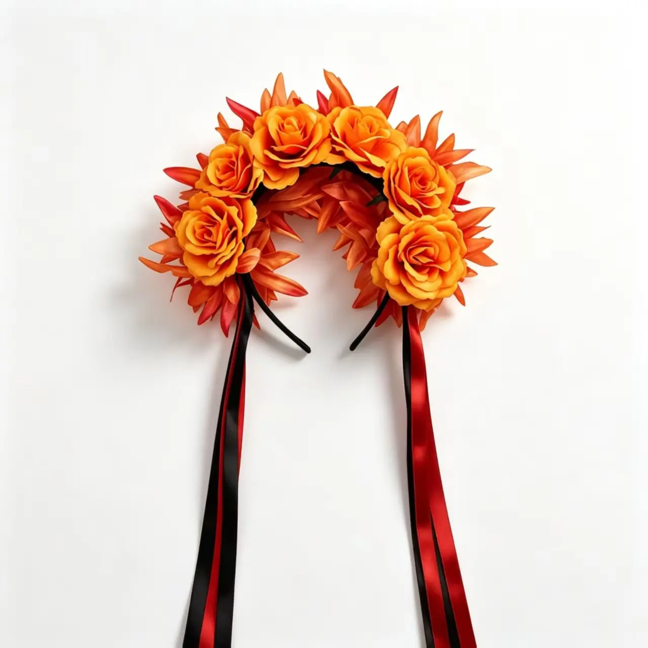 Halloween Halloween Rose Flower Ring Headband, Multi-Color Dual Streamer Headband, Suitable for Halloween Party Cosplay Accessories