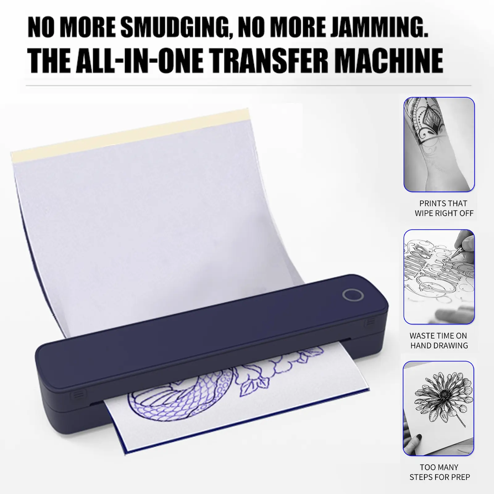 Portable A4 Tattoo Printer, Thermal Tattoo Transfer Template, Wireless Tattoo Machine, Compatible with Thermal Paper, Ideal for Tattoo Artists