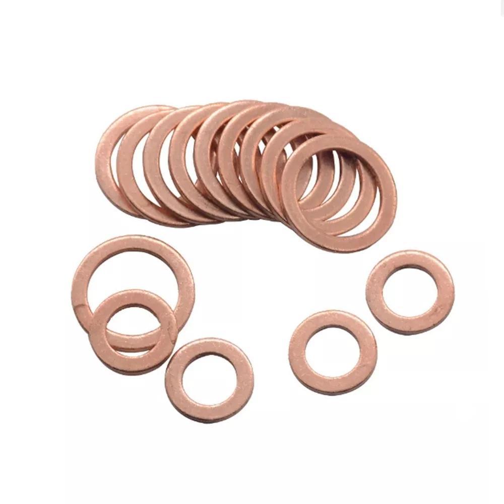 Copper Flat Washer, O-shaped Sealing Washer, Oil Seal Gasket, Flat Washer for Car Engine, Auto Parts